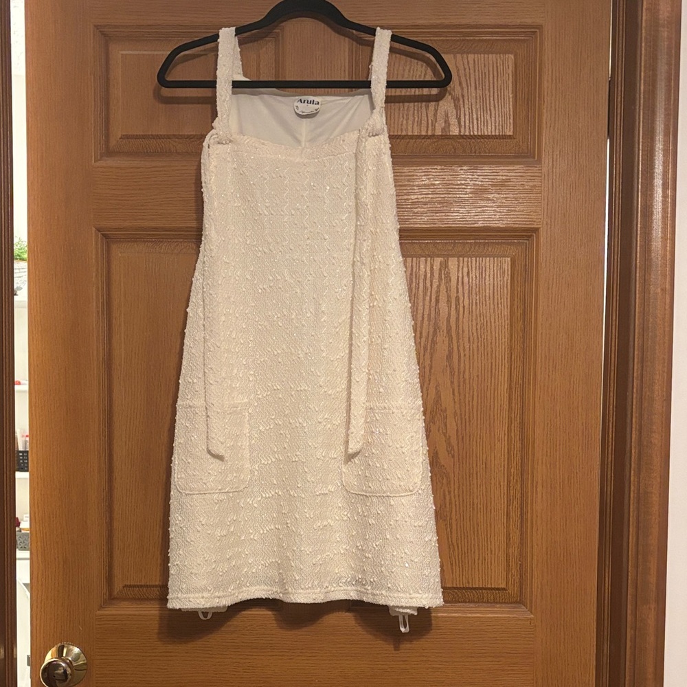 ARULA Cream Textured Mini Dress